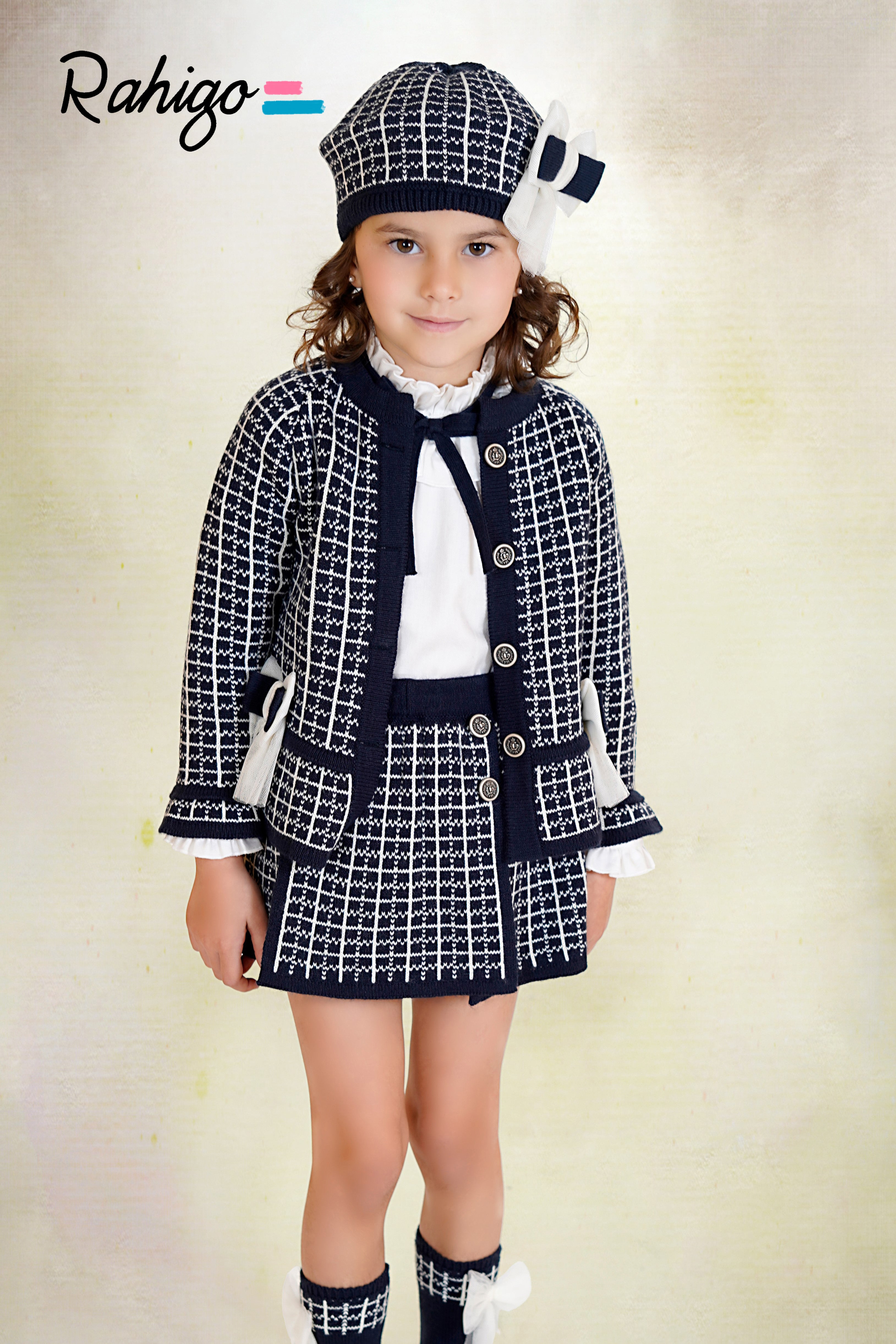 RAHIGO Navy & Cream Girls Three Piece Skort Set - 26215