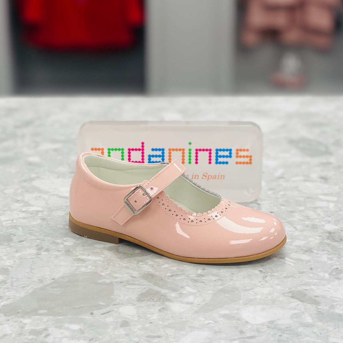 Andanines Pink Patent Leather Girls Mary Jane Shoes