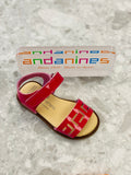 ANDANINES Fuchsia Pink Girls Patent Leather Sandals