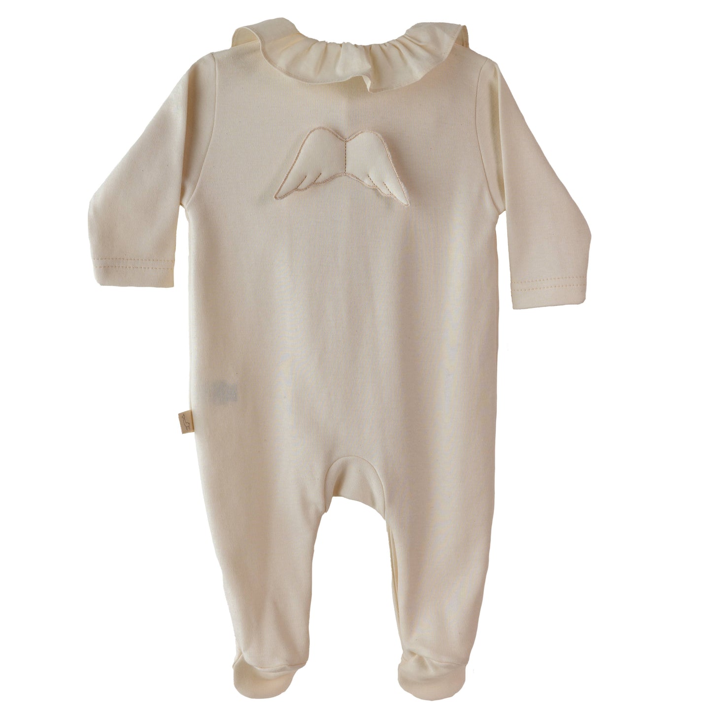 BABY GI Angel Wings Beige Unisex Frill Collar Cotton Babygrow