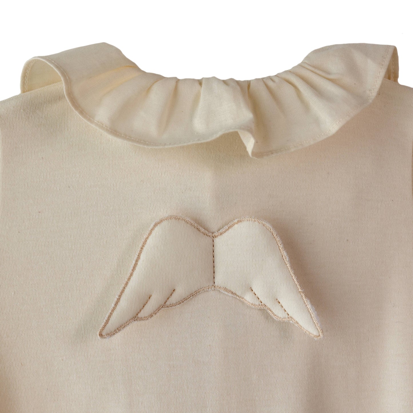 BABY GI Angel Wings Beige Unisex Frill Collar Cotton Babygrow