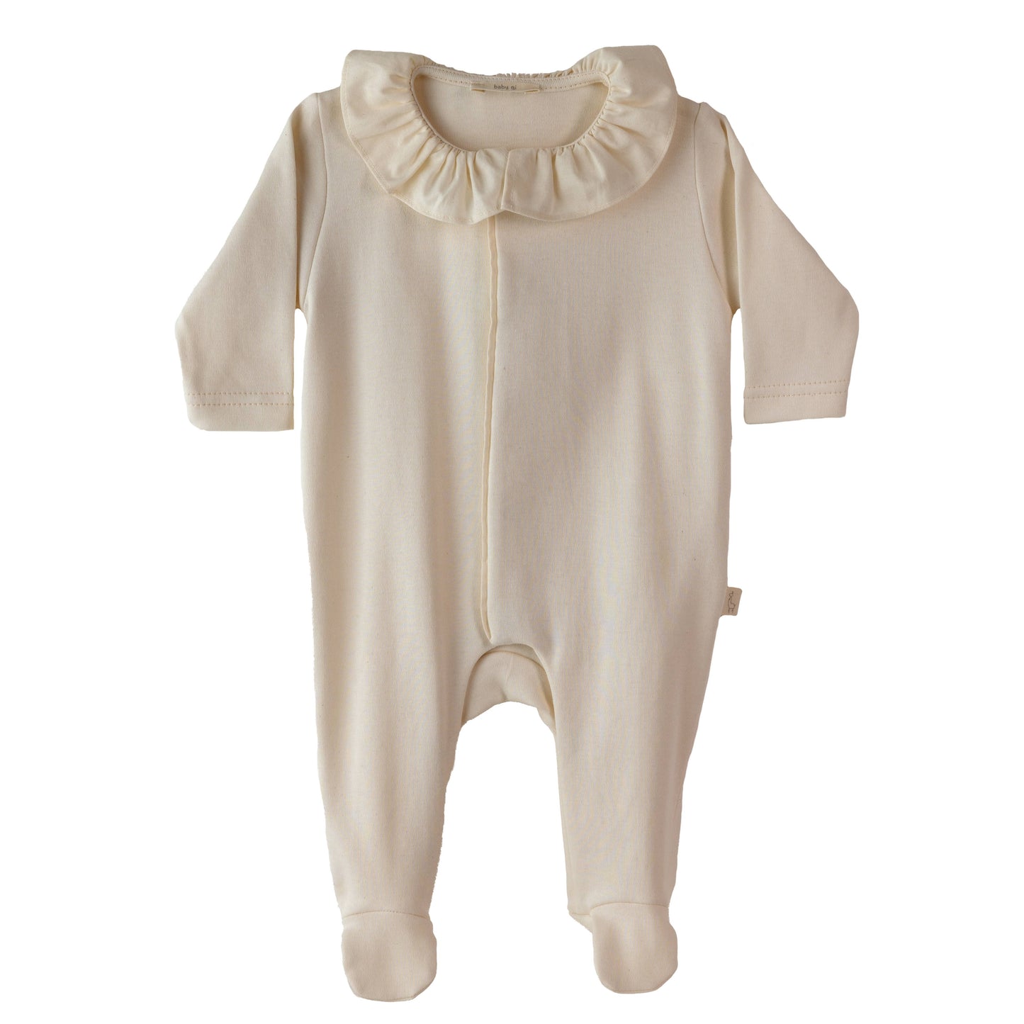 BABY GI Angel Wings Beige Unisex Frill Collar Cotton Babygrow