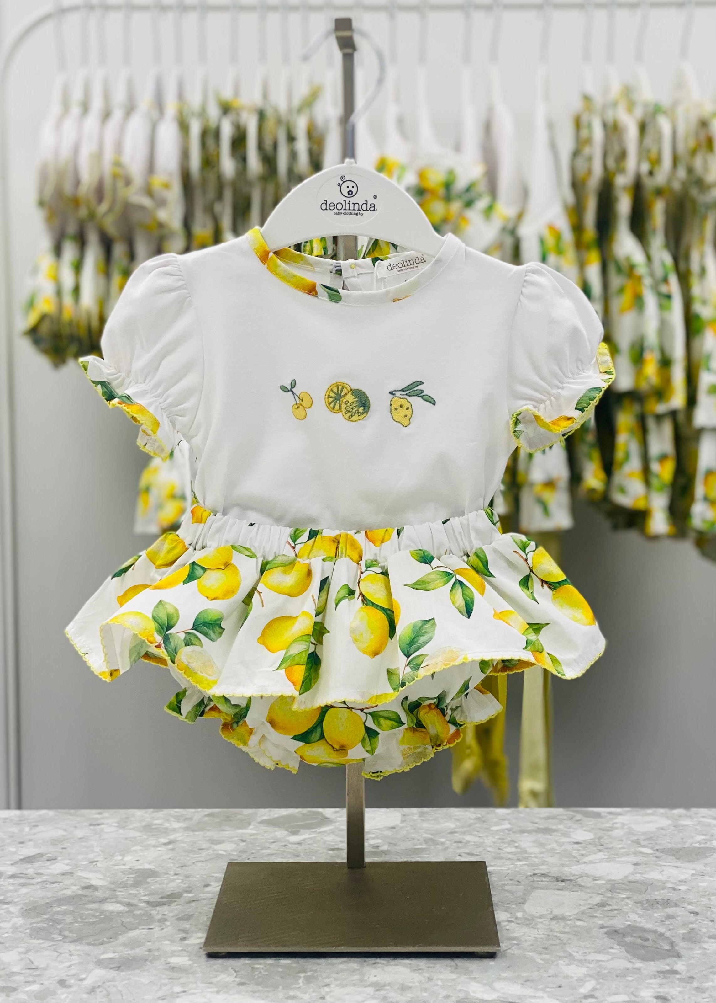 DEOLINDA Sorrento Girls Lemon Print Jam Pant Set - 26604