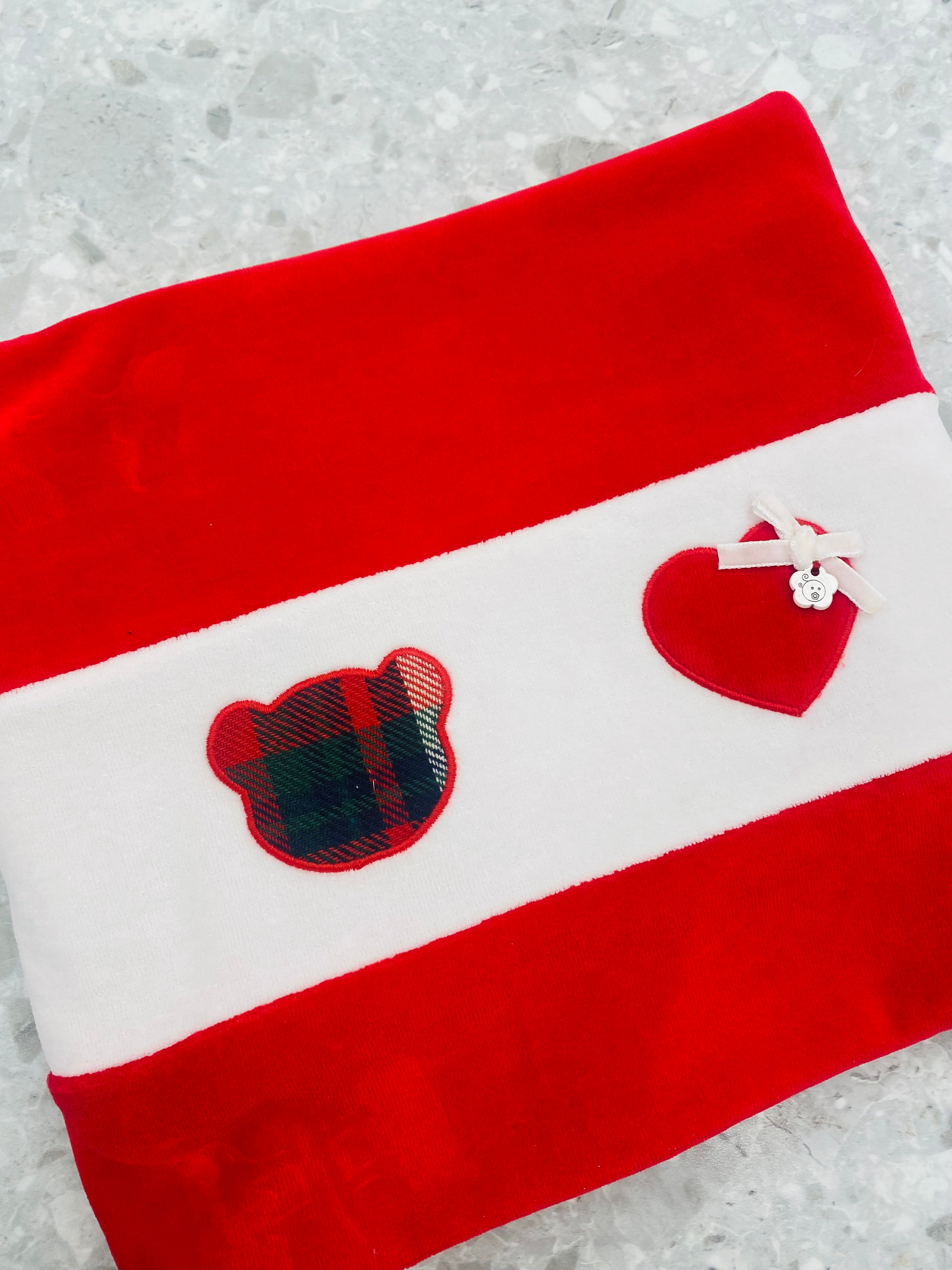 AW25 DEOLINDA Christmas Girls Red Tartan Velour Blanket - 25M23