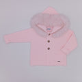 RAHIGO Girls Pink Knitted Coat with Fur Hood - C2001