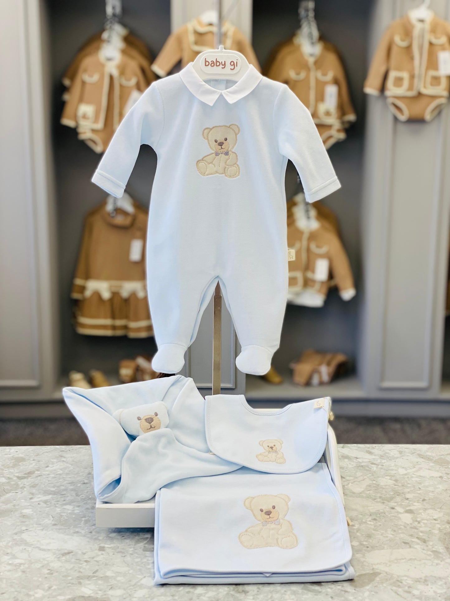 BABY GI Sweet Teddy Baby Boys Blue Four Piece Set