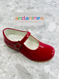 Andanines Red Patent Leather Girls Mary Jane Shoes