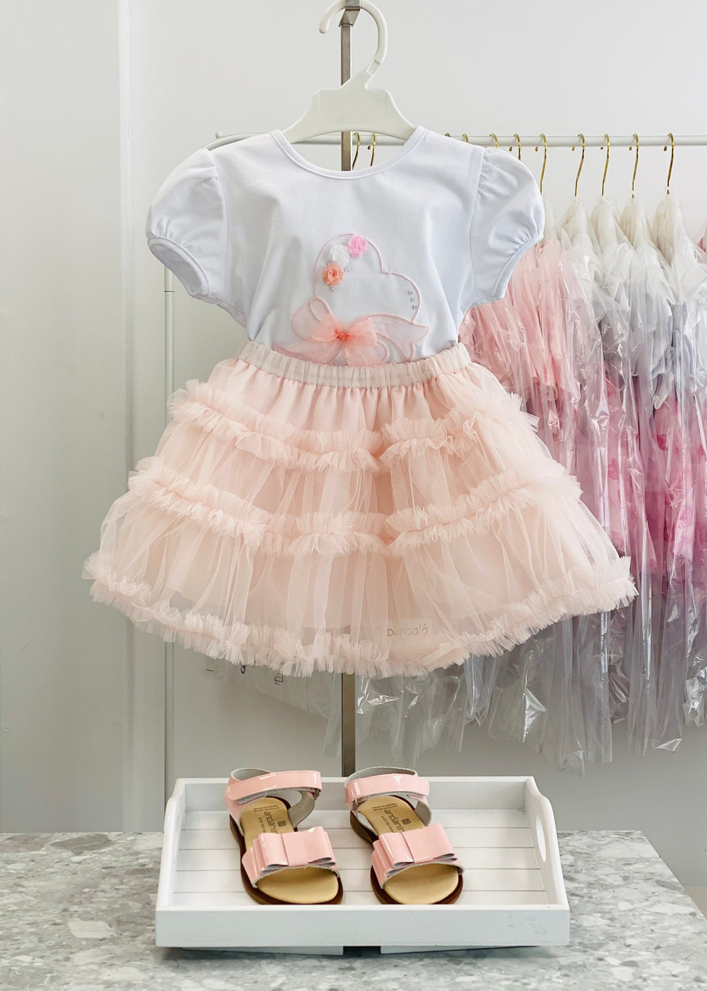 BIMBALO Girls Pink Tulle Skirt Set - 8076
