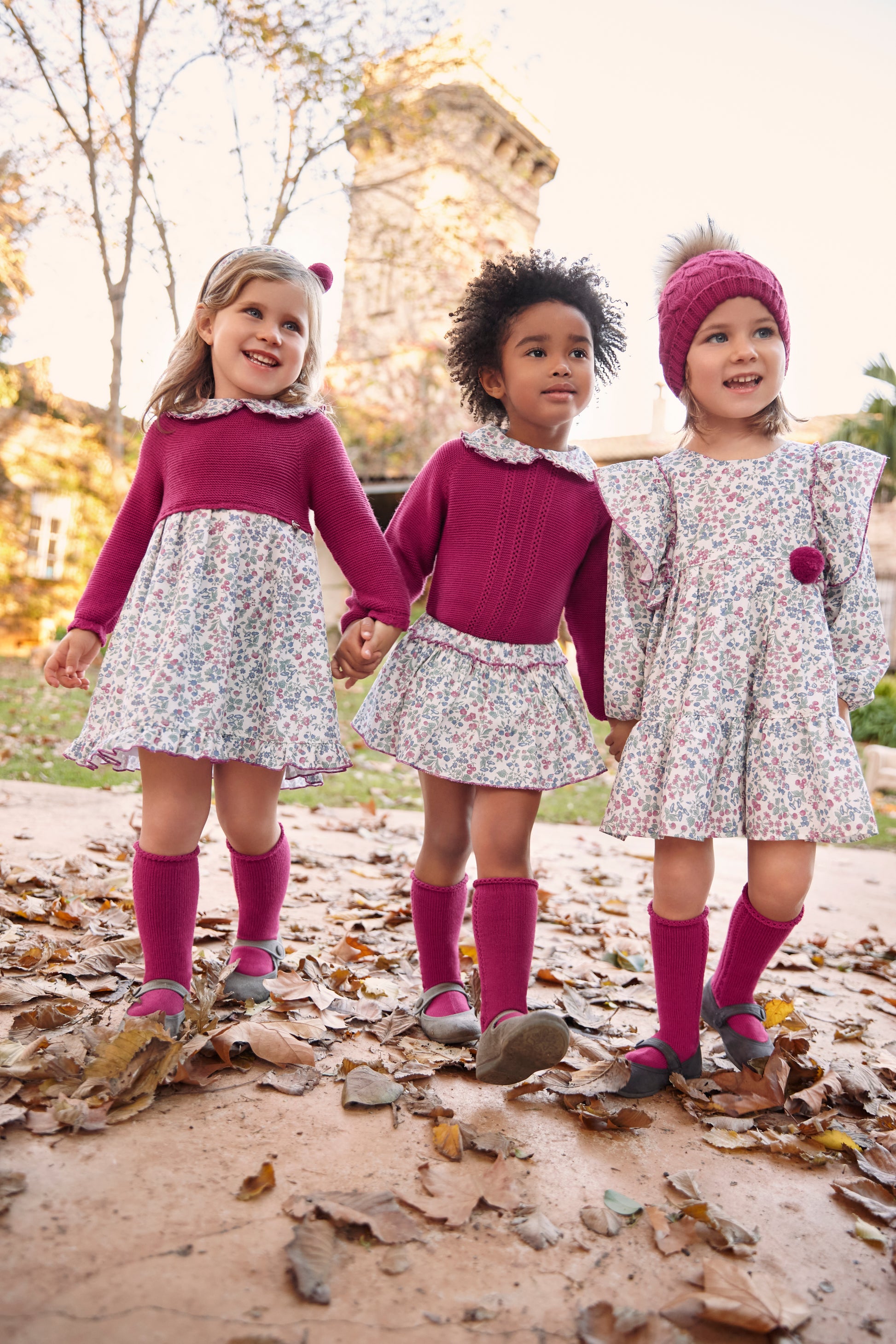 AW25 JULIANA Ritmo Girls Fuchsia Pink Floral Dress - 25648