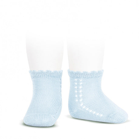 CONDOR Baby Blue Perle Side Openwork Ankle Socks