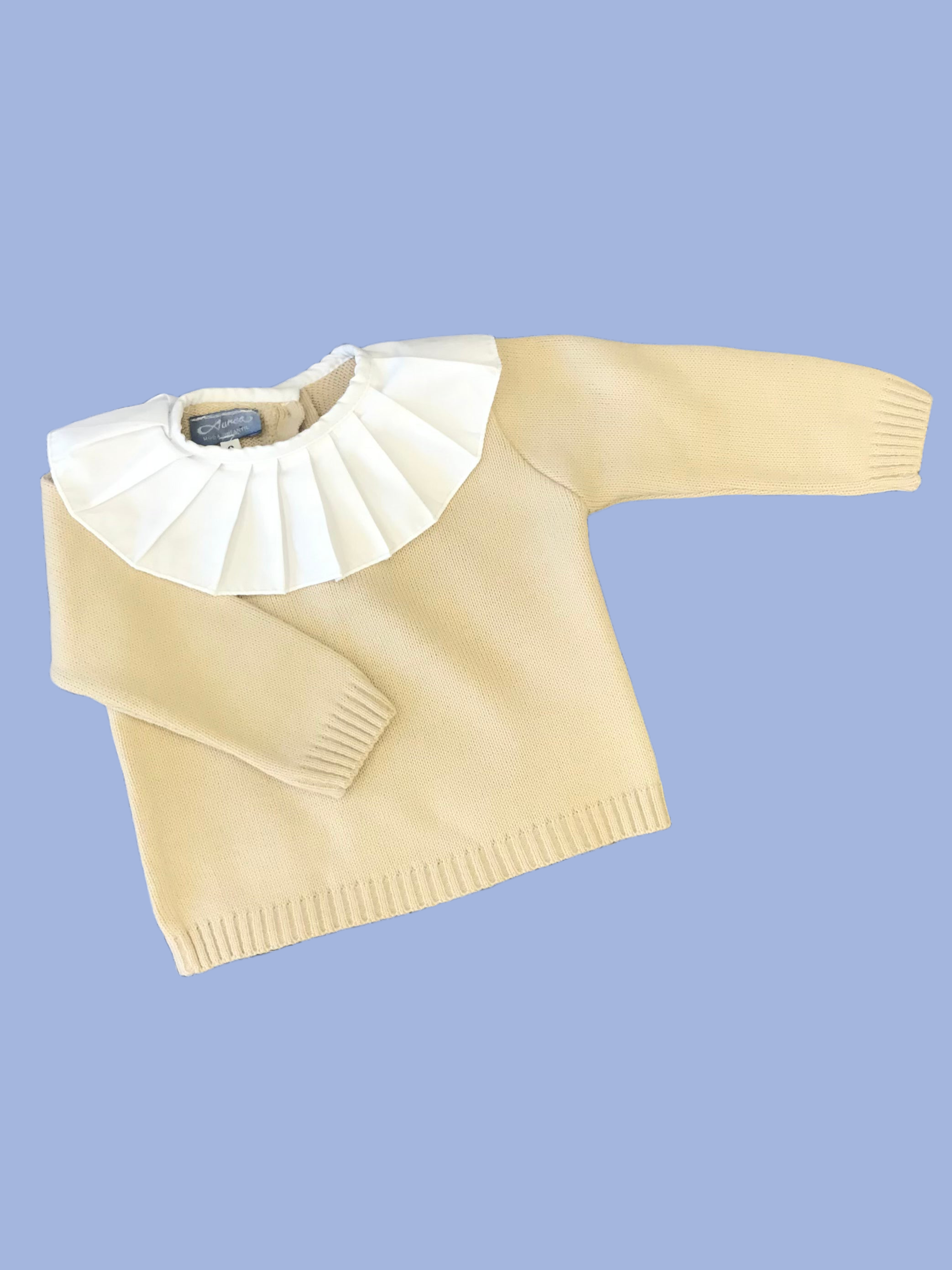 AUREA Camel Girls Knitted Jumper with Pleated Collar - CLEARANCE SALE