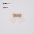 Rahigo camel and cream girls tulle hair bow matching Autumn Winter collection.