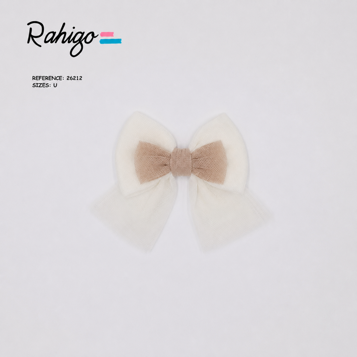Rahigo camel and cream girls tulle hair bow matching Autumn Winter collection.