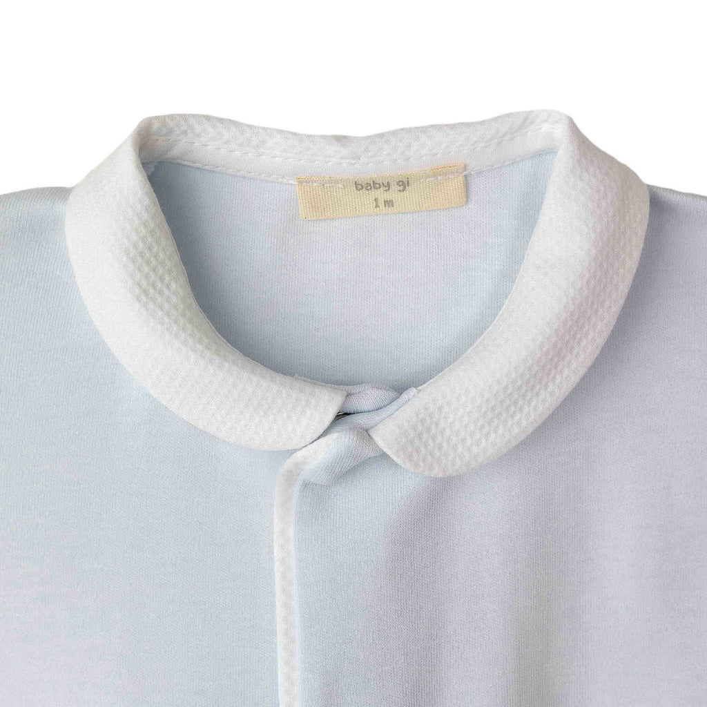 BABY GI Angel Wings Blue Boys Peter Pan Collar Cotton Babygrow