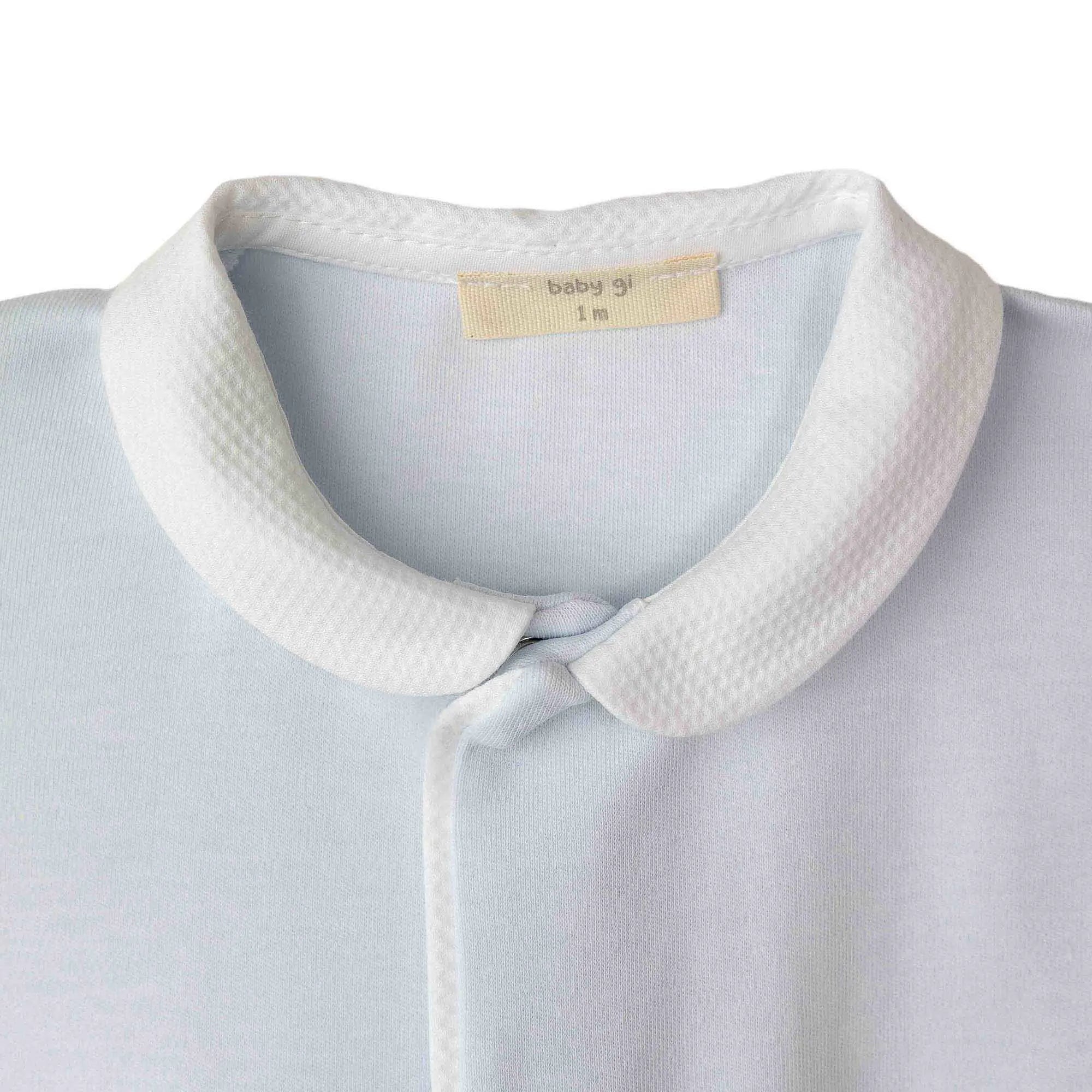 BABY GI Angel Wings Blue Boys Peter Pan Collar Cotton Babygrow