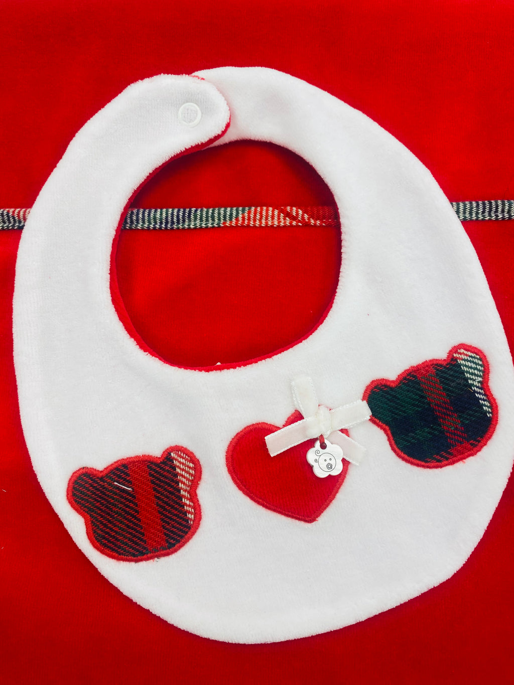 AW25 DEOLINDA Christmas Girls Red Tartan Bib - 25B20