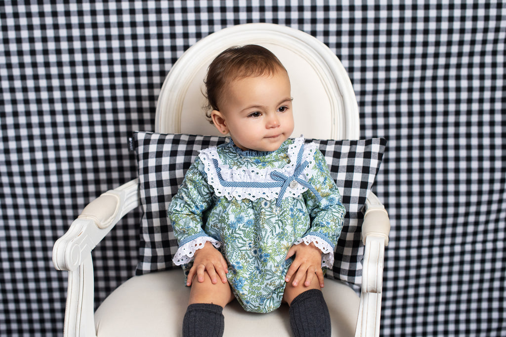 AW24 FOQUE Klein Light Blue Floral Girls Dress & Knickers - CLEARANCE SALE