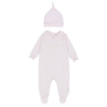 Blues Baby Sitges girls pale pink cotton babygrow and matching knotted hat BB1749