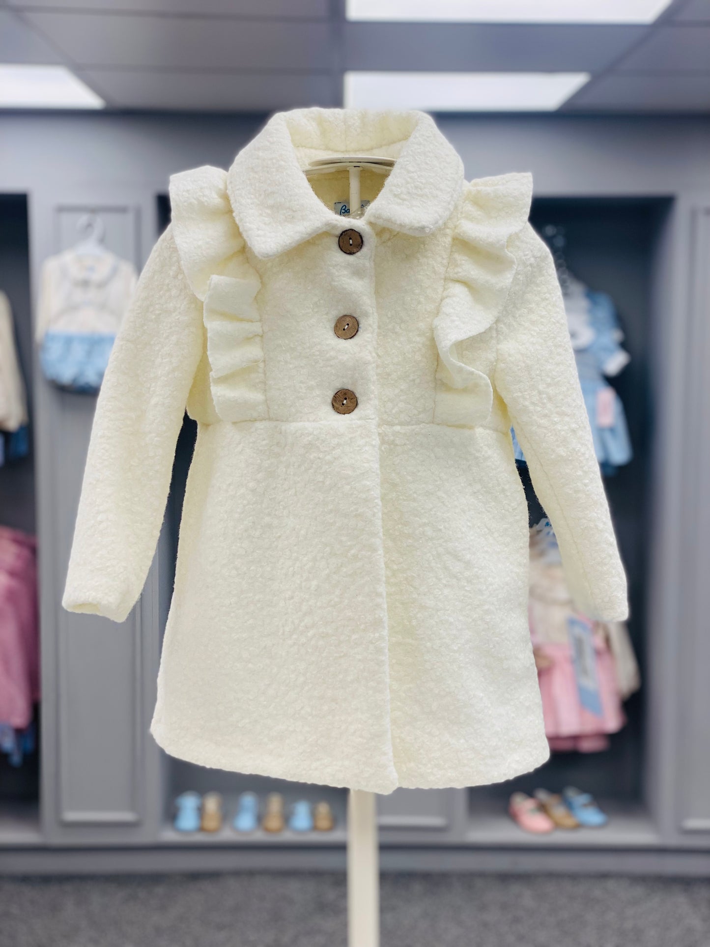 BABINE Ivory Girls Boucle Frill Coat - 2512709