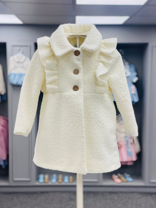 BABINE Ivory Girls Boucle Frill Coat - 2512709