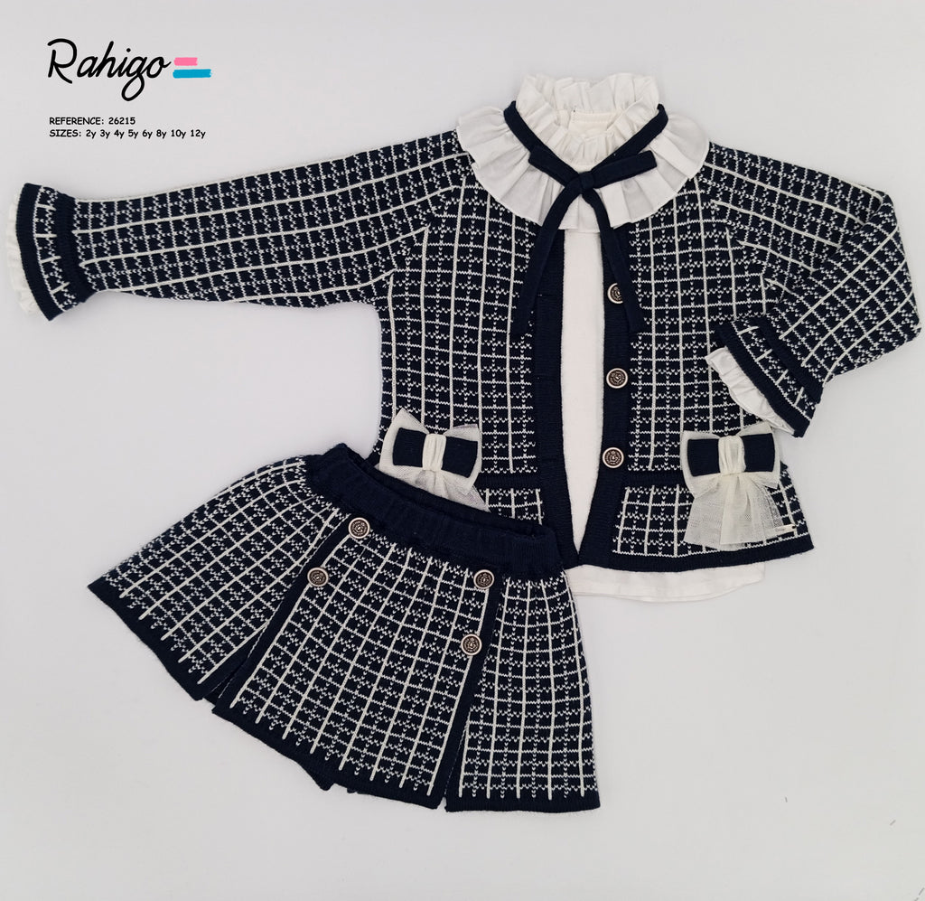 RAHIGO Navy & Cream Girls Three Piece Skort Set - 26215