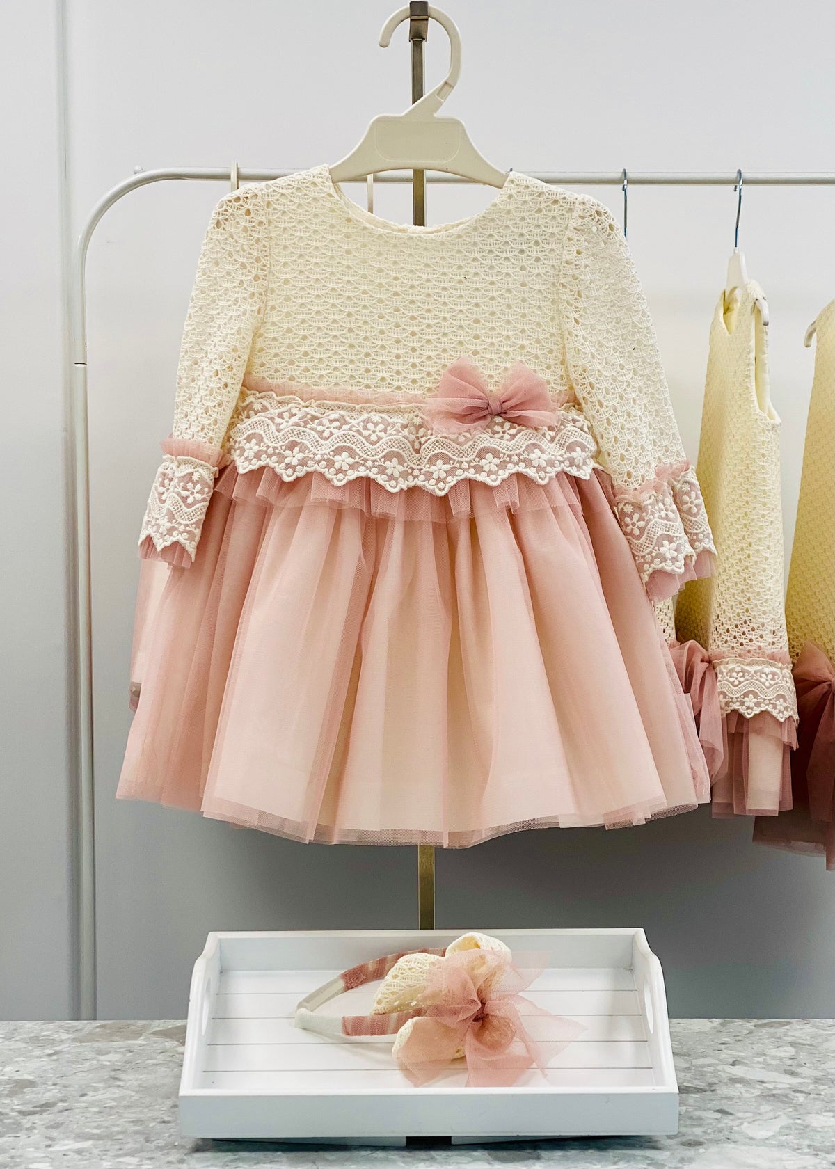 BASMARTI Ceremonia cream and pink tulle dress product detail