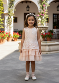 BASMARTI Mount Gambier Girls Peach Tulle Embroidered Dress - 21013