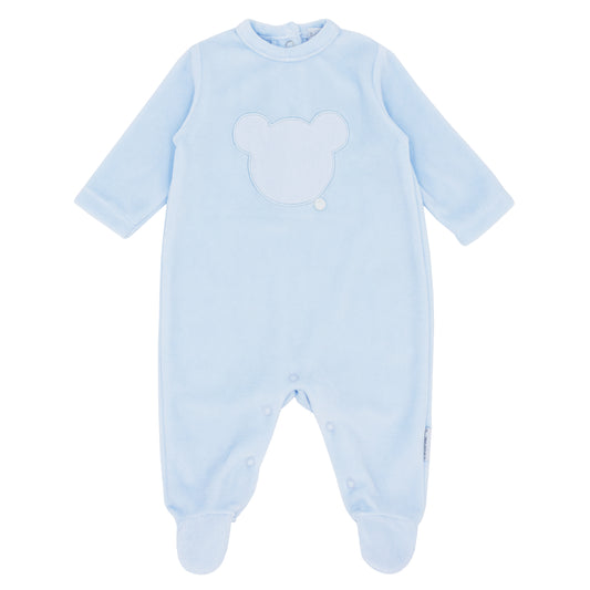 BLUES BABY Teddy Boys Blue Velour Babygrow