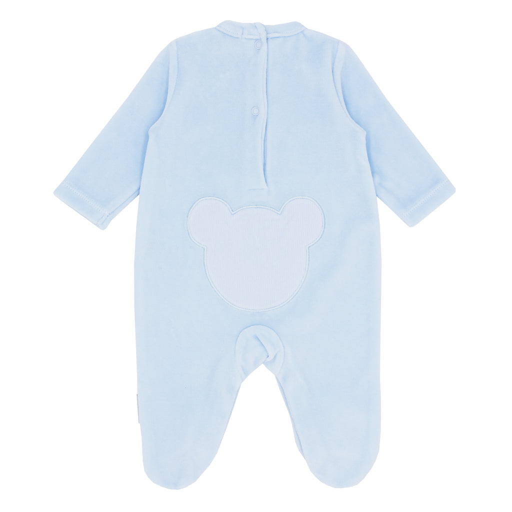 BLUES BABY Teddy Boys Blue Velour Babygrow - CLEARANCE SALE