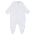 Blues Baby Teddy unisex white Portuguese cotton velour babygrow with teddy appliqué to the chest