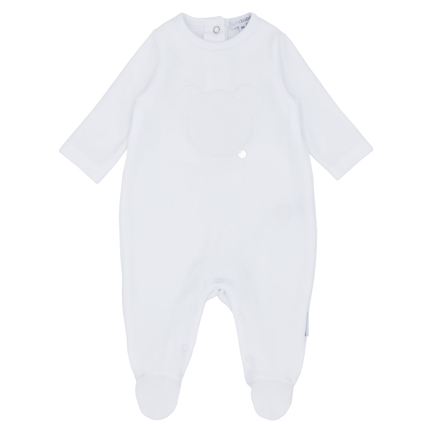 BLUES BABY Teddy Unisex White Velour Babygrow