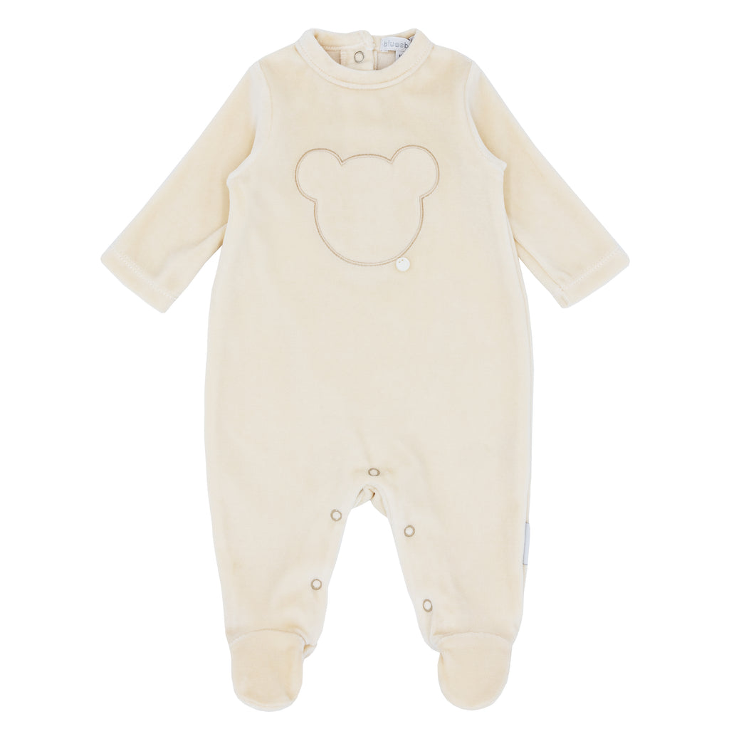 BLUES BABY Teddy Unisex Caramel Velour Babygrow - CLEARANCE SALE
