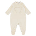 Blues Baby Teddy unisex caramel Portuguese cotton velour babygrow with teddy appliqué to the chest