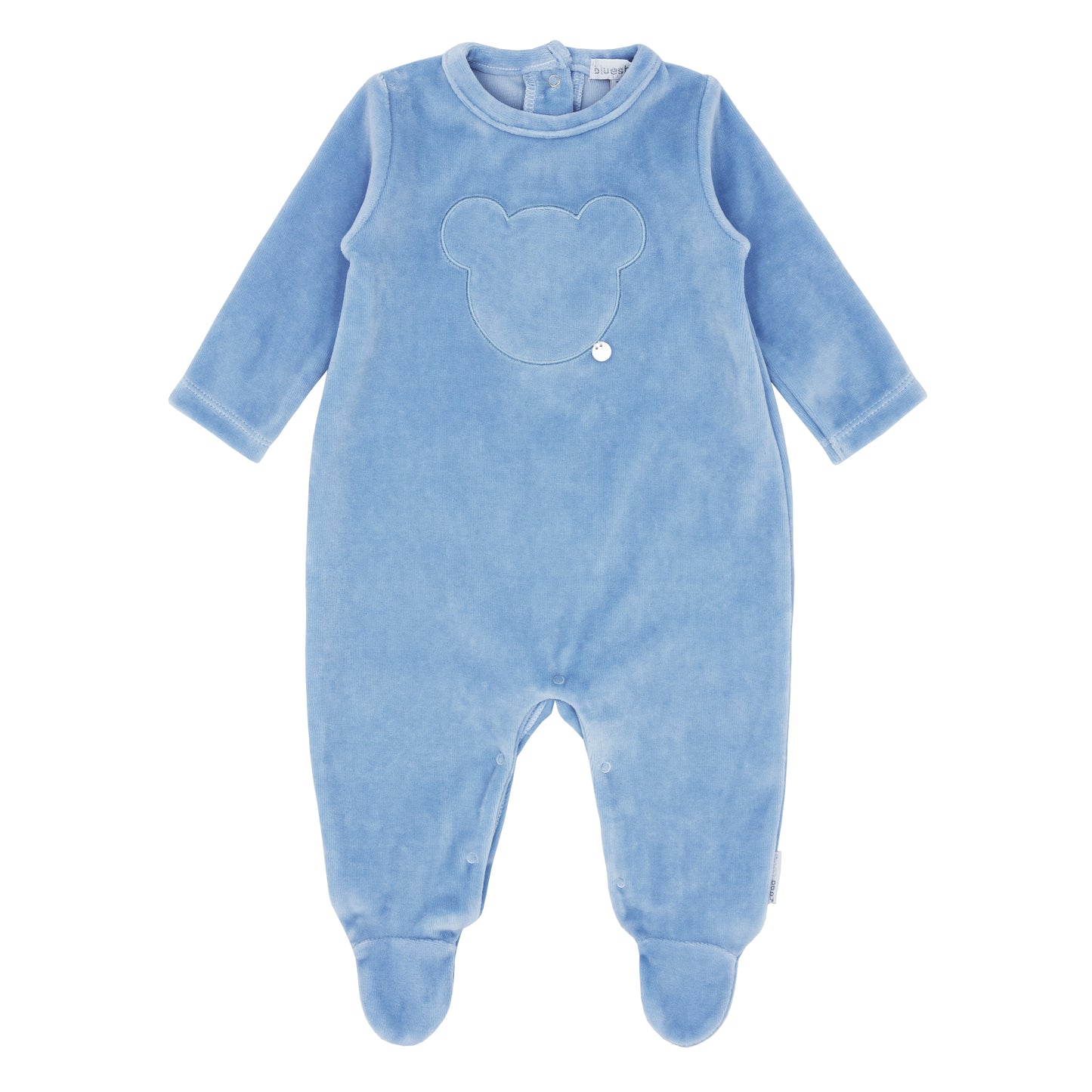 BLUES BABY Teddy Boys Powder Blue Velour Babygrow