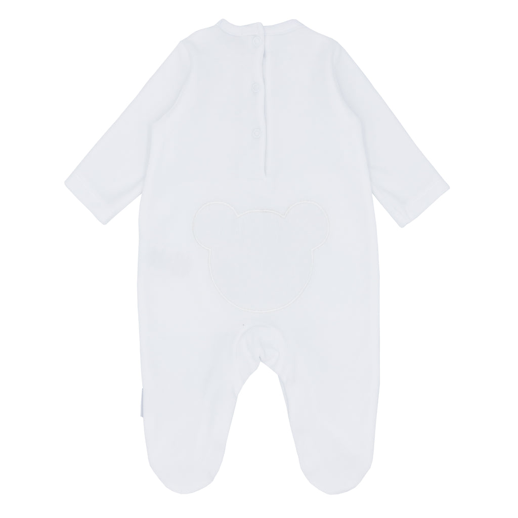 BLUES BABY Teddy Unisex White Velour Babygrow - CLEARANCE SALE