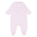 Blues Baby Teddy girls pale pink Portuguese cotton velour babygrow with textured teddy appliqué