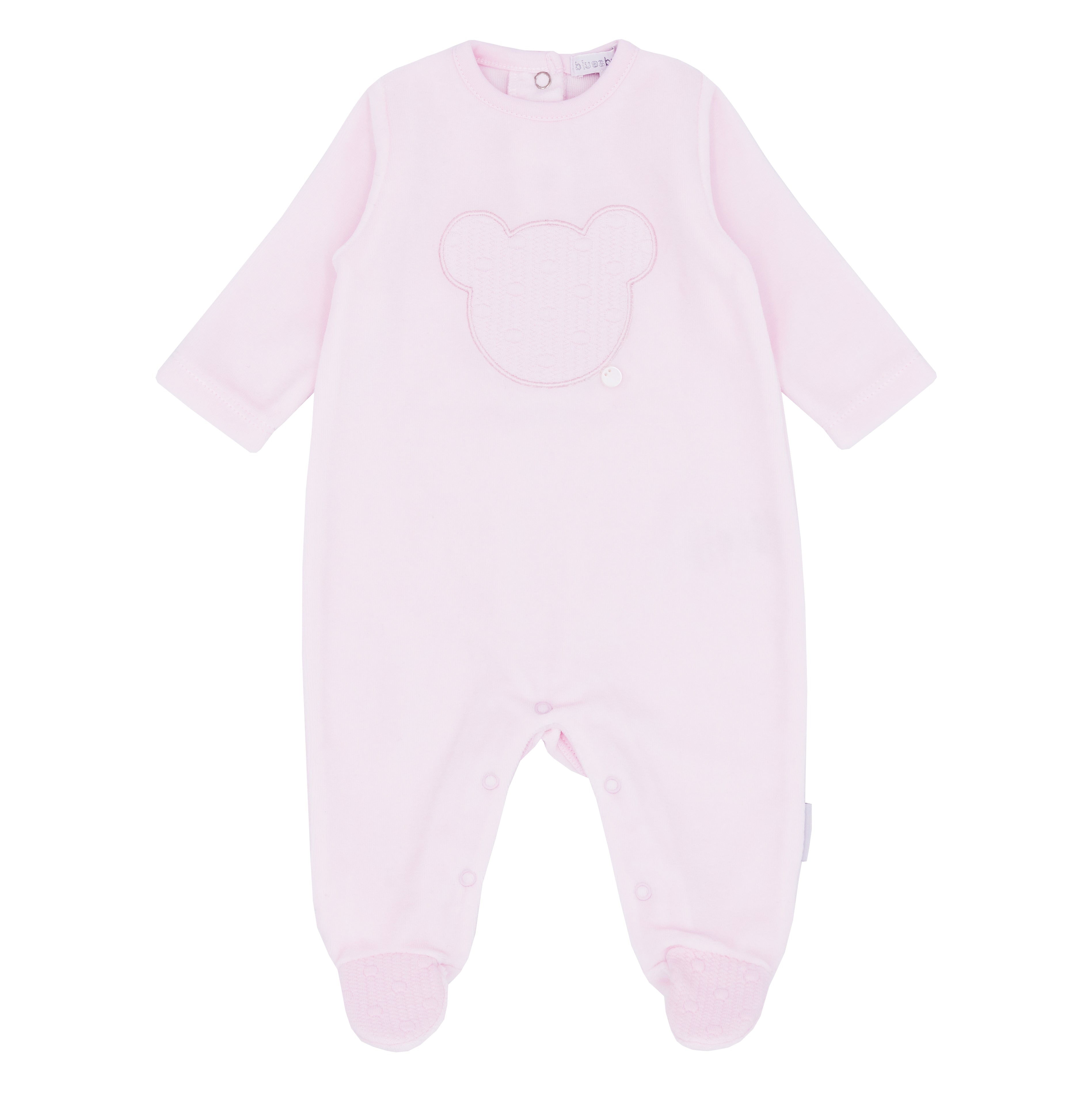 BLUES BABY Teddy Girls Pink Velour Babygrow - CLEARANCE SALE
