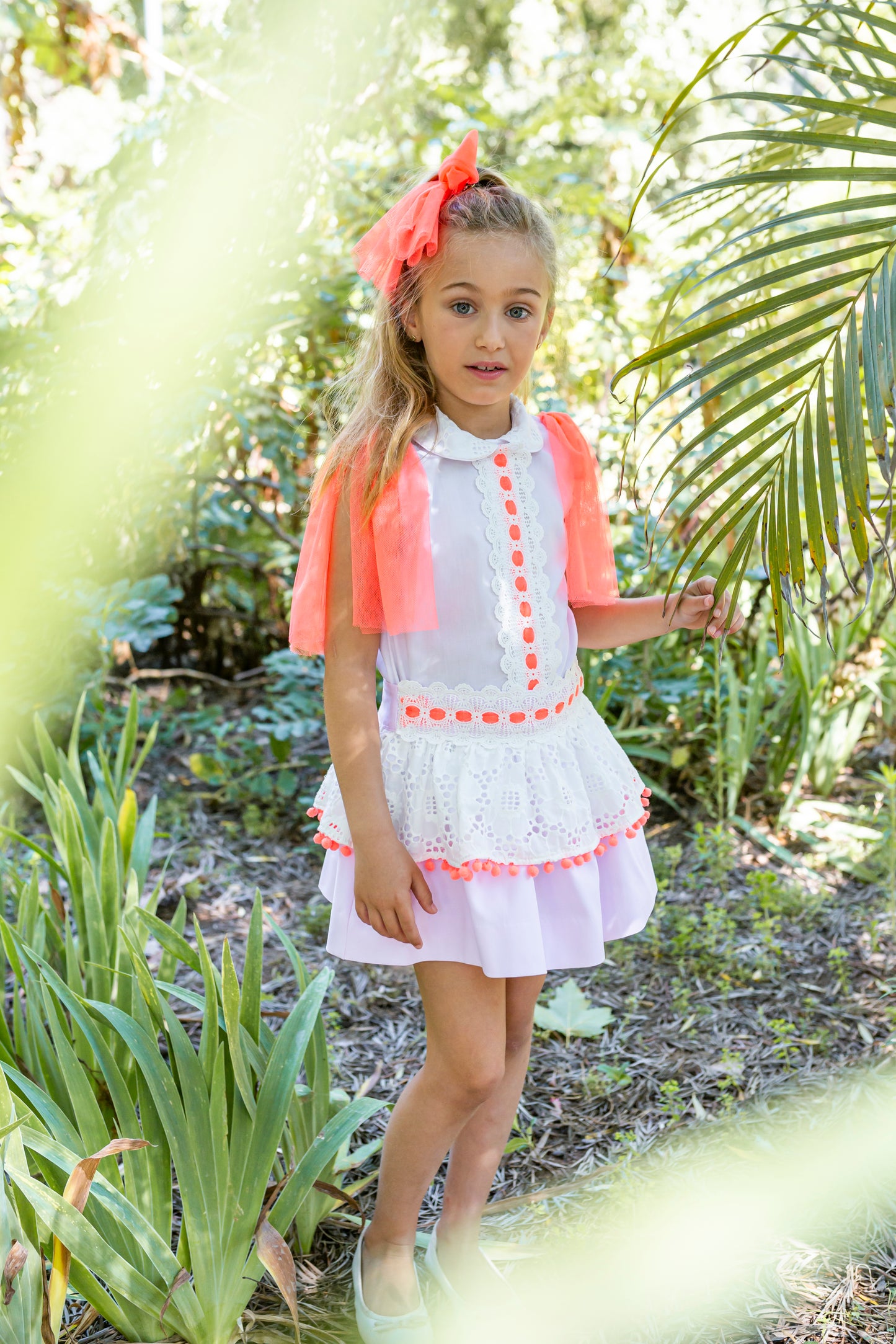 NAXOS SS25 Neon Girls Pink & Orange Tulle Skirt Set - 7552