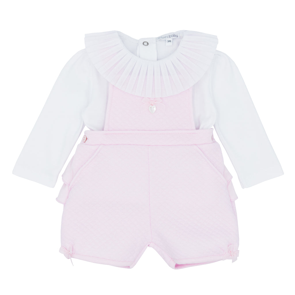 BLUES BABY Amadora Girls Pink Dungaree Set - CLEARANCE SALE