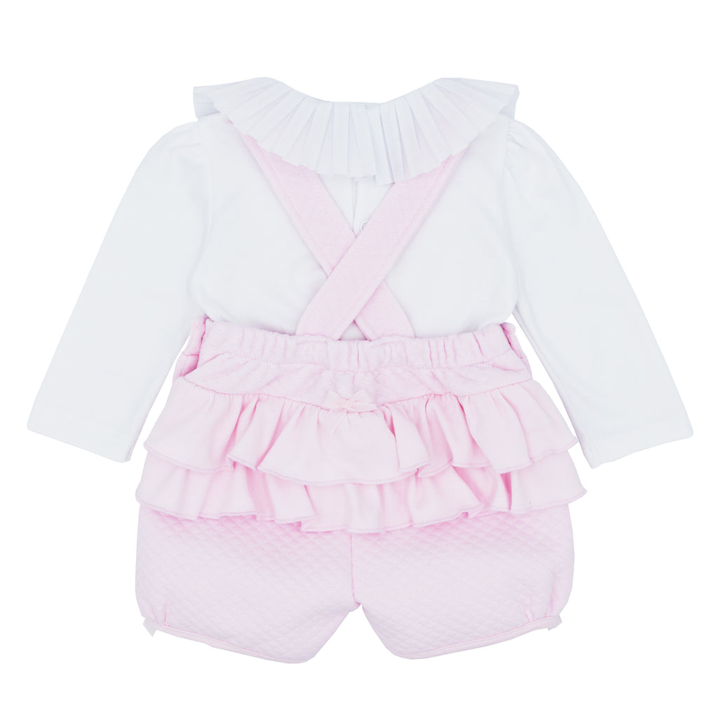 BLUES BABY Amadora Girls Pink Dungaree Set - CLEARANCE SALE
