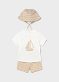 MAYORAL Boys Cream Short Set with Sun Hat - 1666