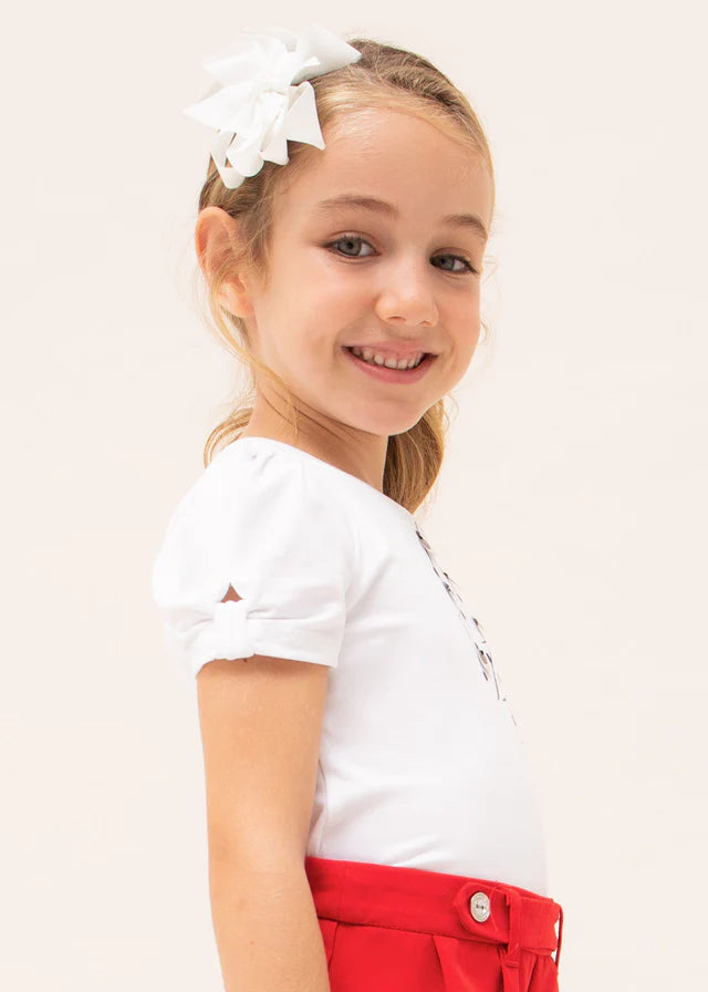 MAYORAL Girls White Sequin Motif T-Shirt - CLEARANCE SALE