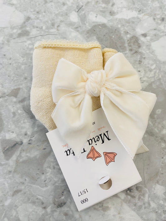 MEIA PATA Velvet Bow Baby Girls Booties