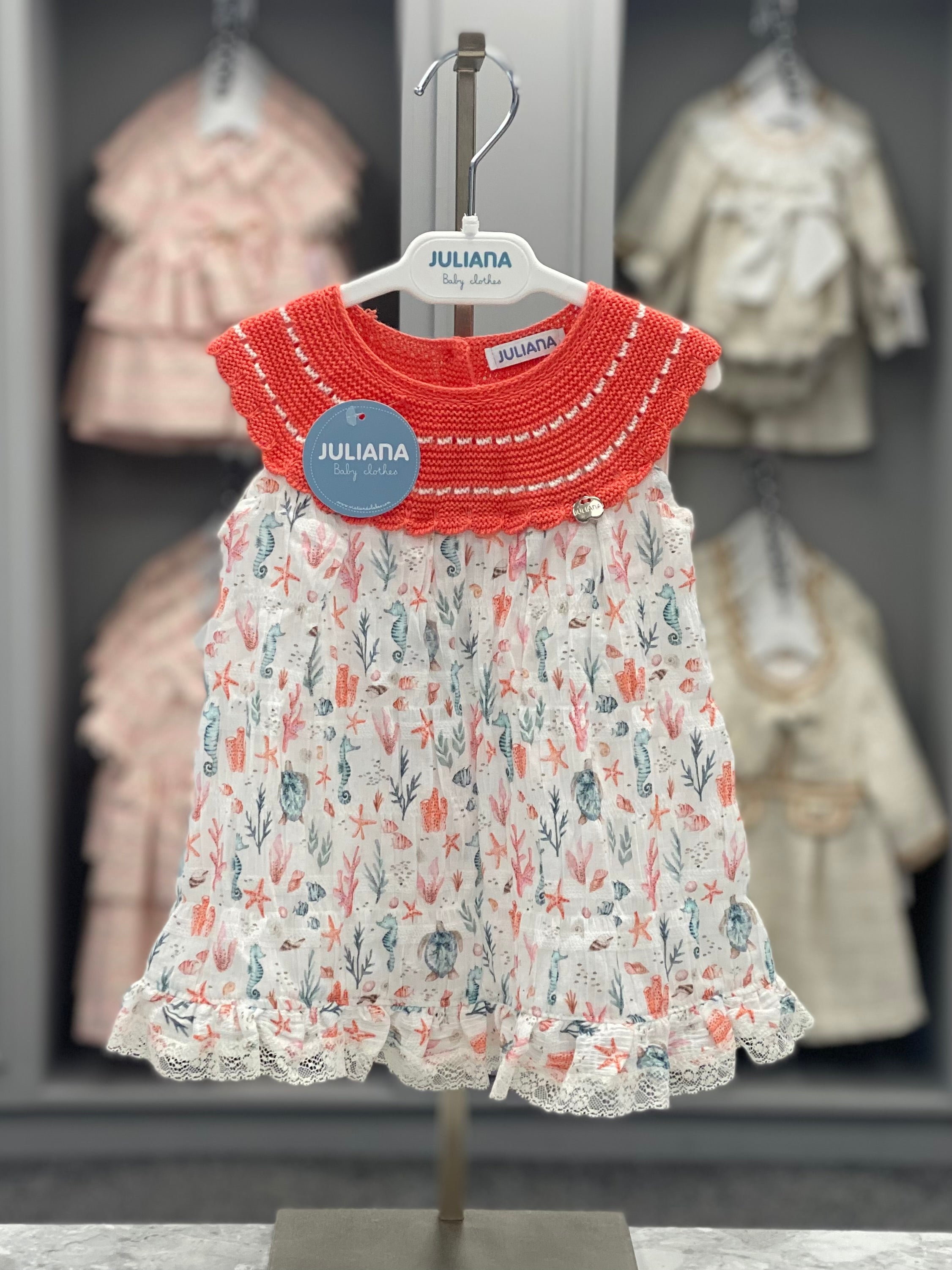 JULIANA Coral Print Girls Dress 