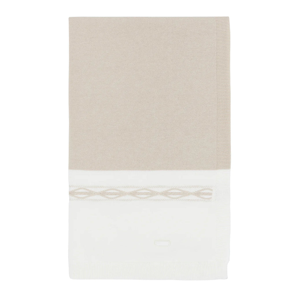 Blues Baby Bruges boys cream and beige knitted baby blanket with geometric detailing