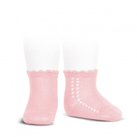 CONDOR Baby Pink Perle Side Openwork Ankle Socks