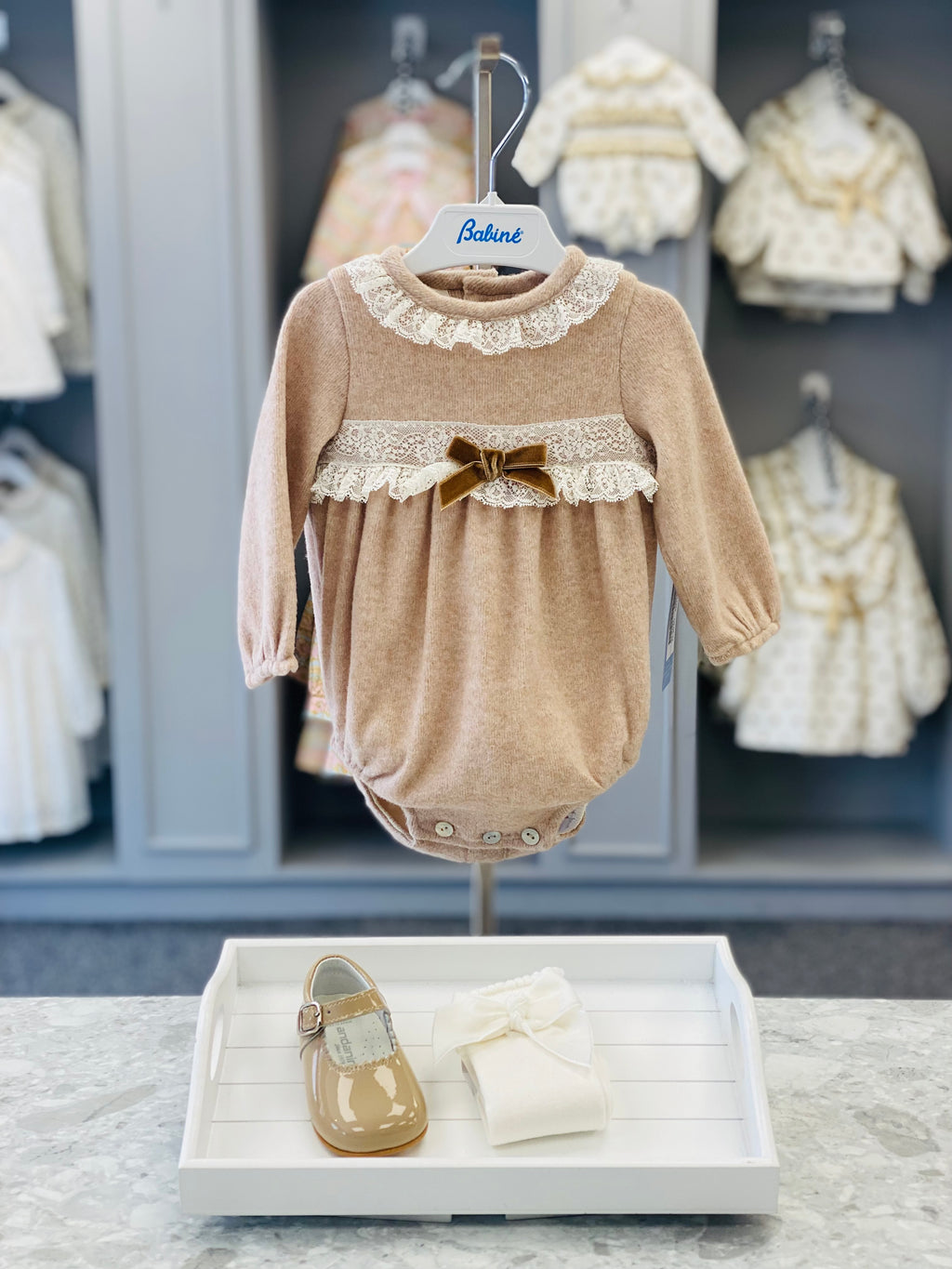 BABINE Beige Girls Romper - 2612105