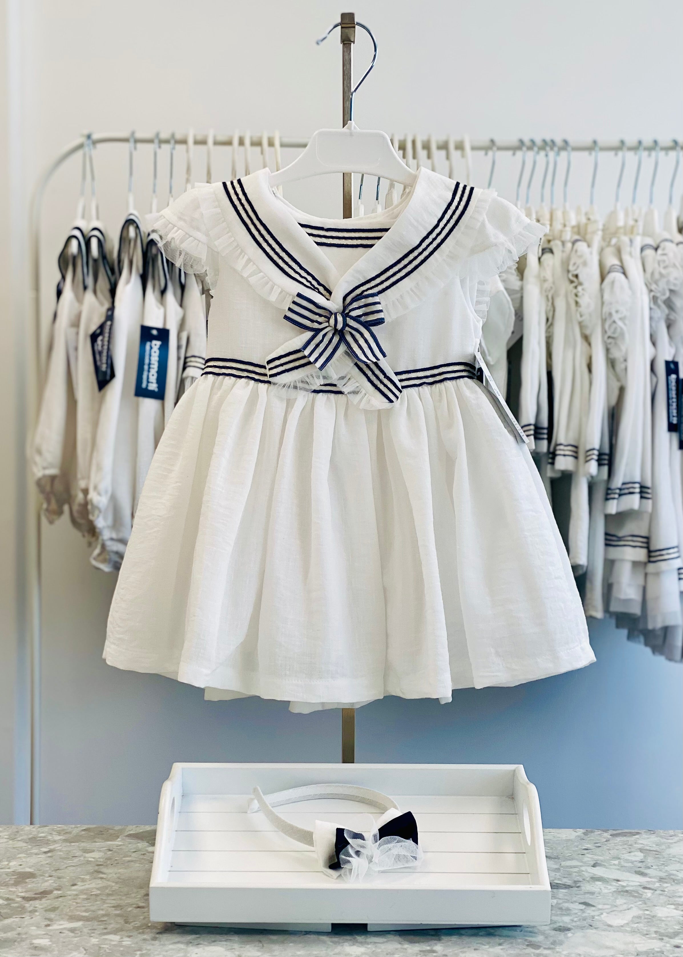 BASMARTI Sailor Girls Navy & White Dress - 26110