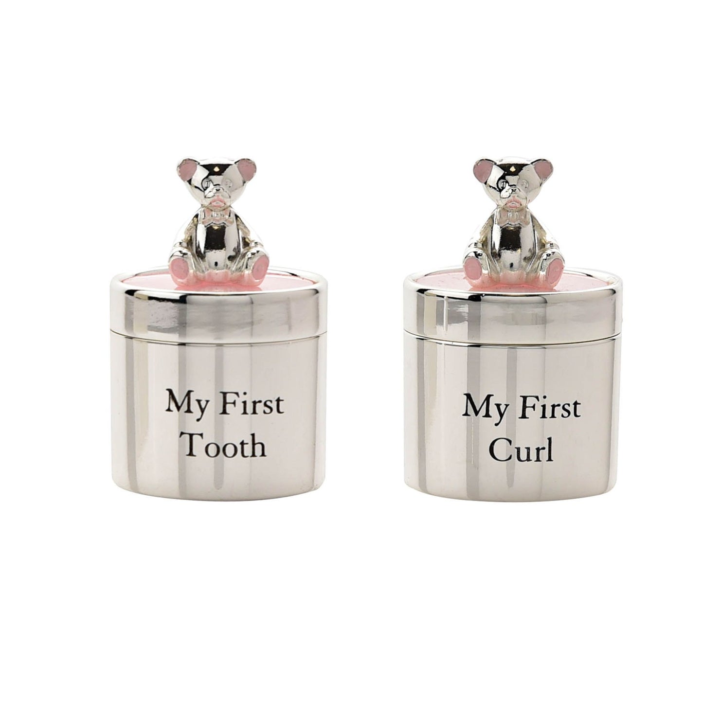 BAMBINO Silver Plated First Tooth & Curl Set - Pink