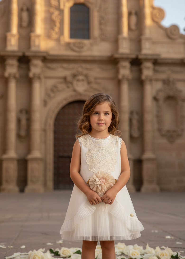 Basmarti Girls Cream Tulle Dress 
